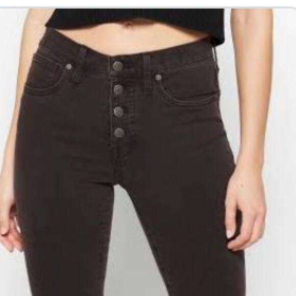Madewell Denim - MADEWELL Black 9" Mid Rise Skinny Leg Button Fly Jeans Size 32
